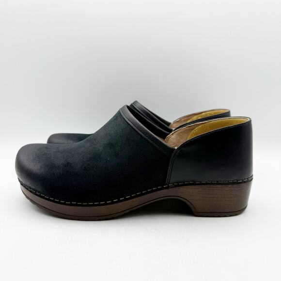 Dansko Womens Brenna Clogs EU 40 US 9.5 Black Burnished Suede Leather NIB - Picture 8 of 12
